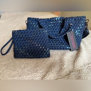 HAUTE SHORE Blue Woven Bag Set (NWT)